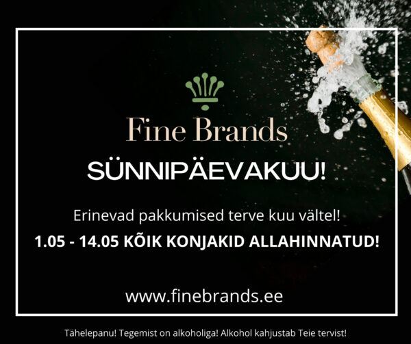 Fine Brands e-poe sünnipäevakuu! 1.05 - 14.05 on konjakid 15% - 30% allahinnatud!