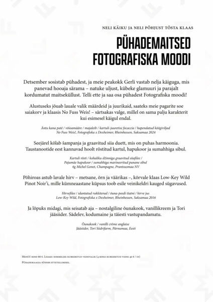 Pühademaitsed Fotografiska moodi 26. - 27. detsembril 2025